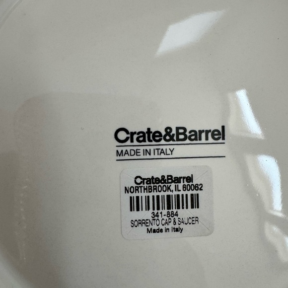 New! Crate&Barrel 🇮🇹🍋✨Sorrento 13.5-oz. White Cappuccino Cup and Saucer LIMITED - Picture 2 of 4